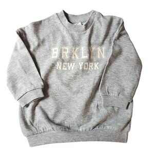 H&M Brklyn New York Gray Crewneck Sweatshirt 12M Baby Cotton Long Sleeve Unisex